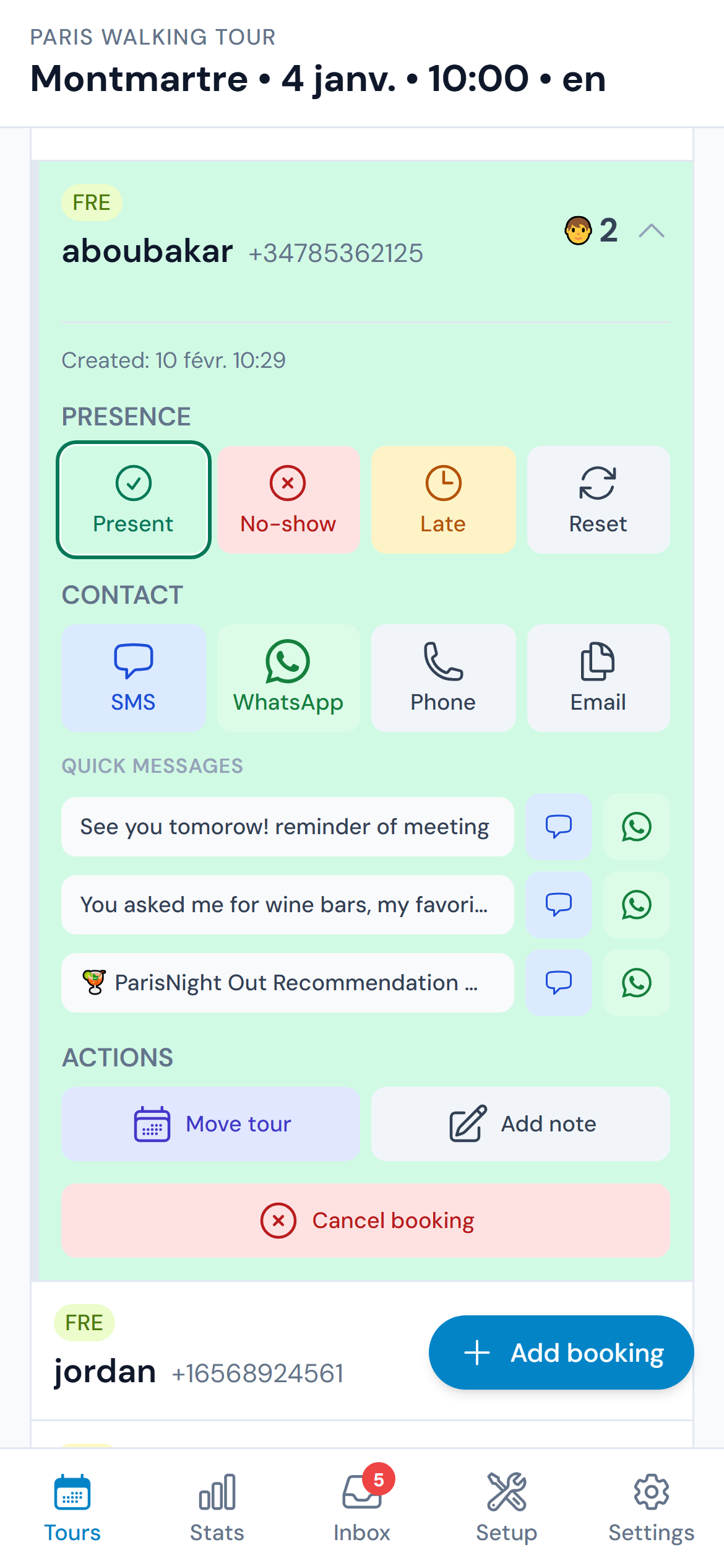 JustGuide automatic WhatsApp messaging